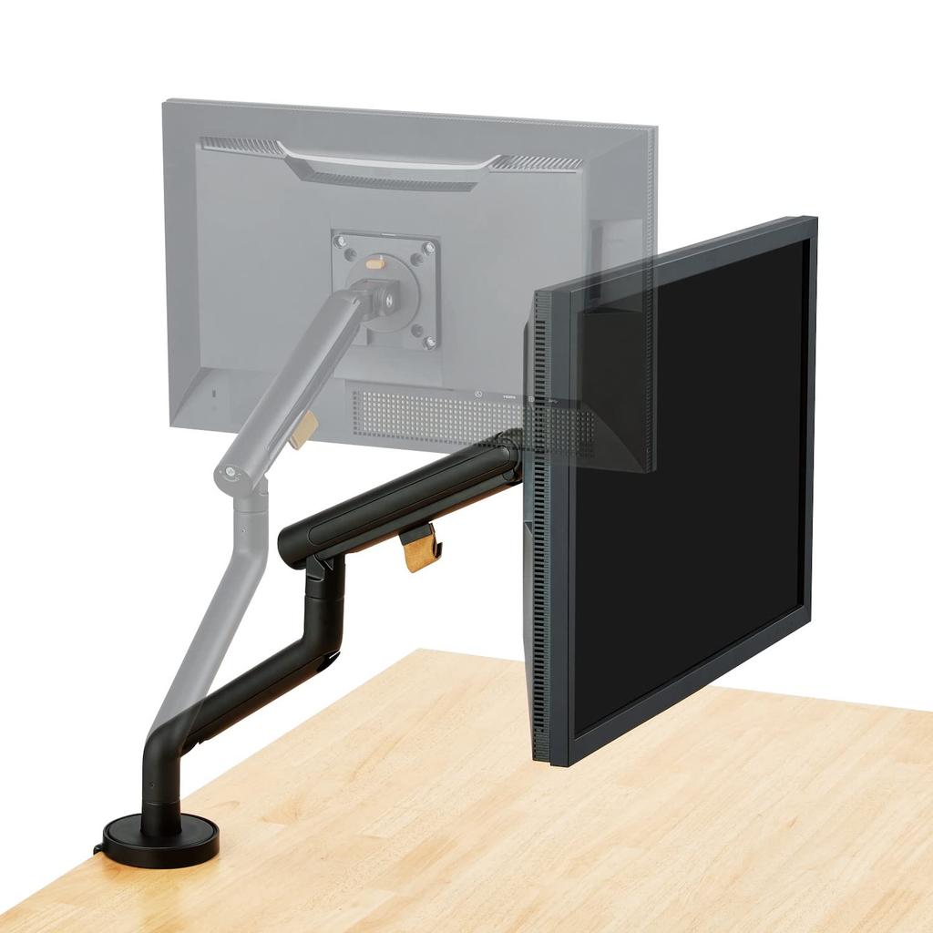 ELECOM Monitor Display Single Easy Load Arm, Arm, Arm, Long, Spring-loaded, Installation, Capacity Approx. 3-9kg, Black, DPA-SL04BK