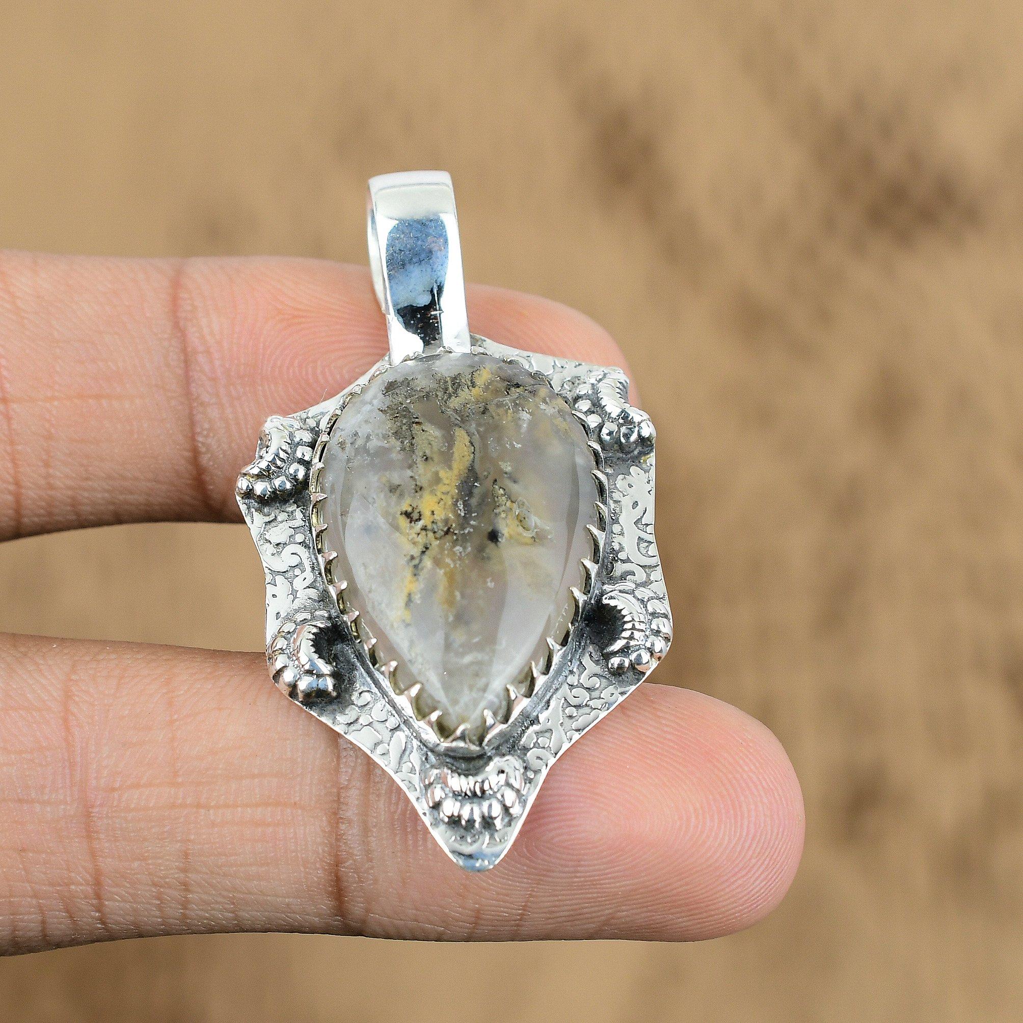 

Natural Plume Agate 925 Silver Ethnic Handcrafted Anniversary Pendant Jewelry