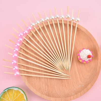 100Pcs Perle Cocktail Picks Holz Zahnstocher Spieß Snack Gabel Obst Picks