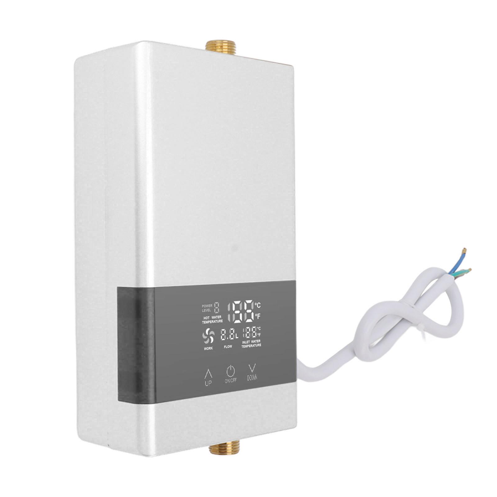 

Проточный водонагреватель 6000 Вт Электрический нагреватель Простая установка Сенсорный дисплей Автоматическая постоянная вода белый