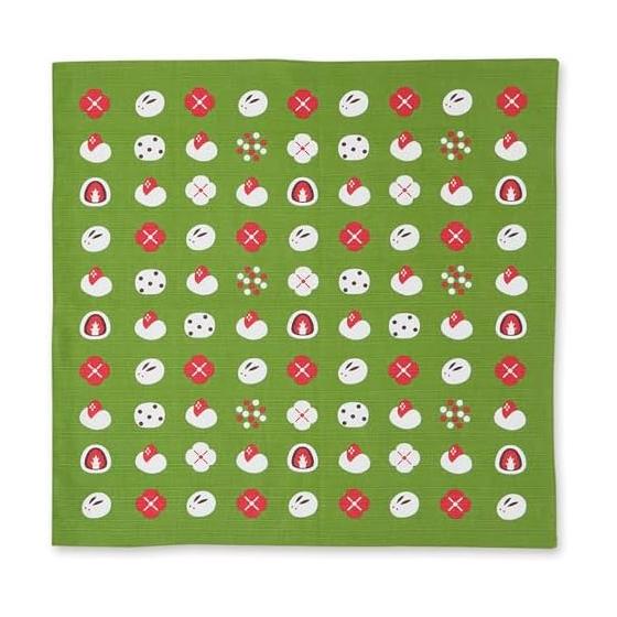 Furoshiki, Japanese pattern, small lunch box, 100% cotton, 13 width wrapping, present, gift, wife s large furoshiki, tea sweets, green, approx. 50 x