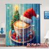 2 Stück, Vorhänge Weihnachten Kaffeetasse Baum (3) Moderne Moderne Vorhänge Langlebige 100% Polyester Stoffvorhänge Für Alle Jahreszeiten