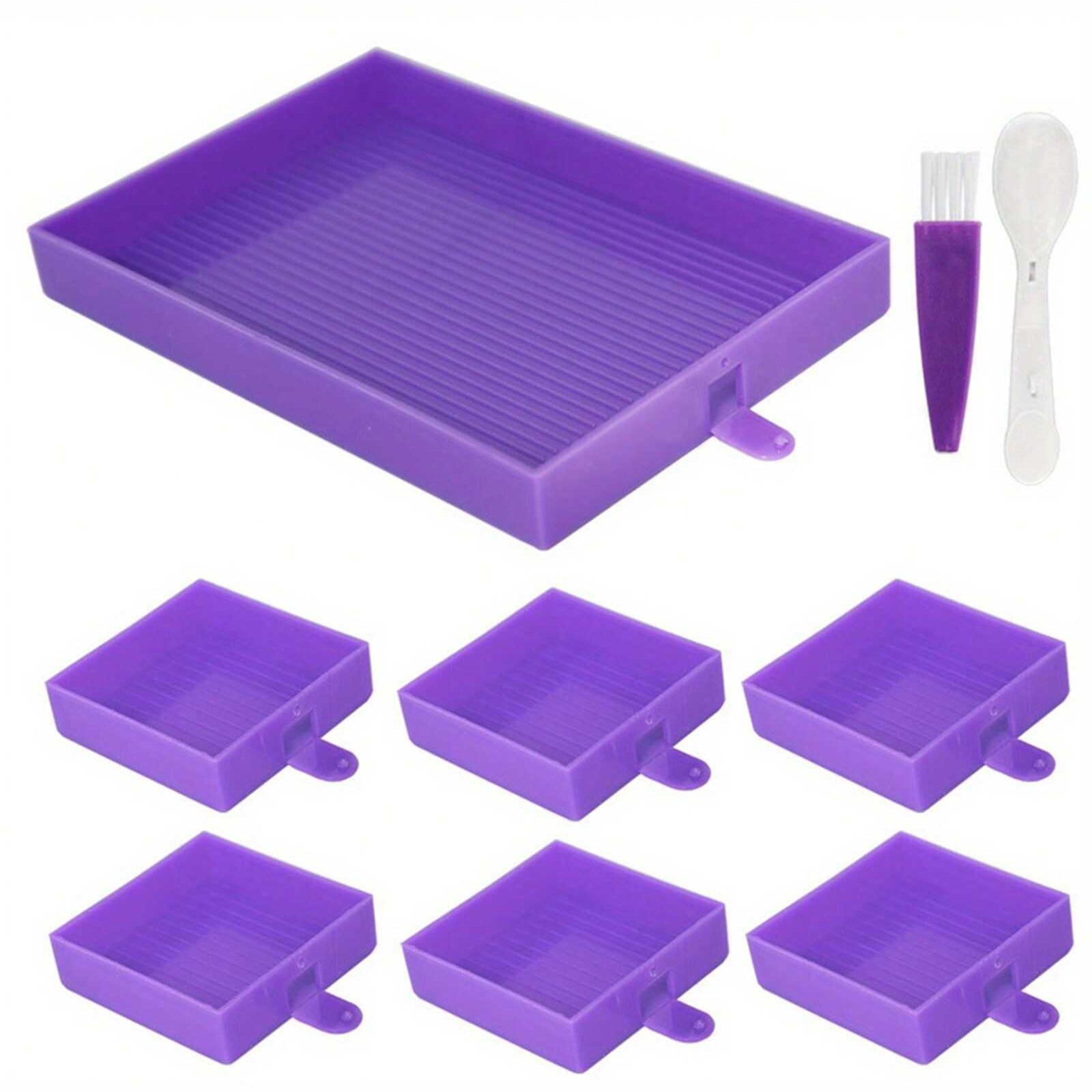 

Набор из 9 предметов Палитра Поднос для алмазной живописи Большая емкость Алмазная пластина Алмазная кисть для дизайна ногтей Бисерная доска для вышивки крестом фиолетовый