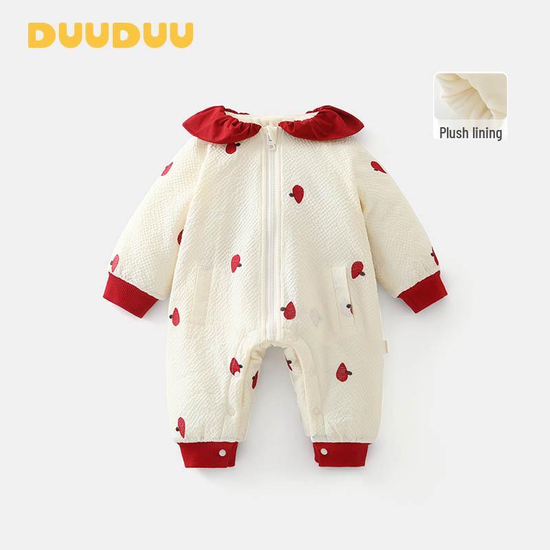 DUUDUU Winter 2025 Baby Girl Padded Cotton Jumpsuit - Newborn A-Class Thickened Outfit 90 cm