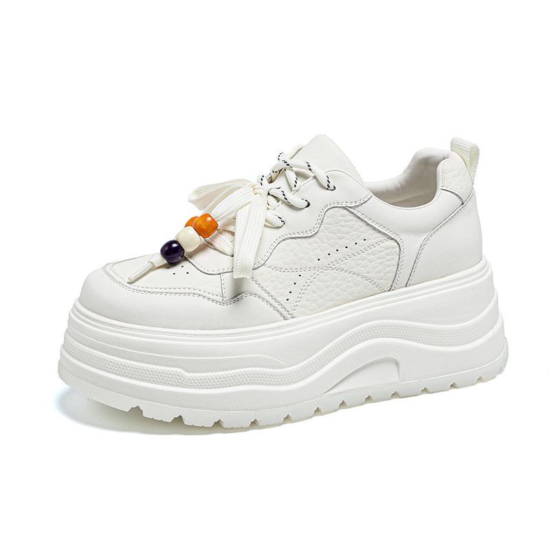 

Женские белые кроссовки на платформе, увеличивающие рост на 7 см, с нескользящей подошвой и цветным блочным дизайном 39 покинуть белый