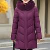 Plus Size XL-6XL Winter Long Coat Female Outerwears Hooded Elegant Faux Fur Collar Loose Thick Warm Middle Age Woman Parka
