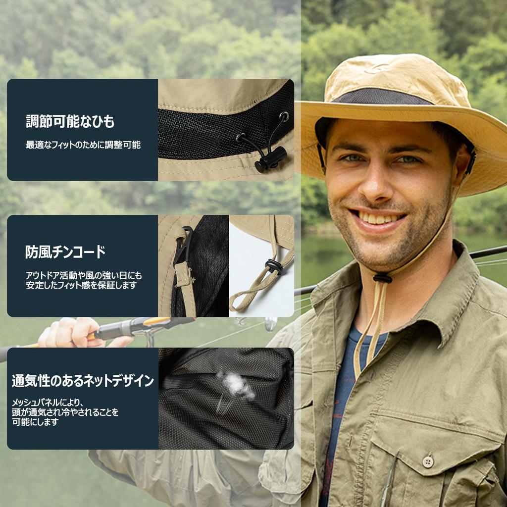 Safari Hat Mesh Adventure Hat Foldable Boonie Hat Stylish Fishing Hat Fishing Military Hat Sun Hat Hat Removable Chin Strap Spring Summer Autumn Wide