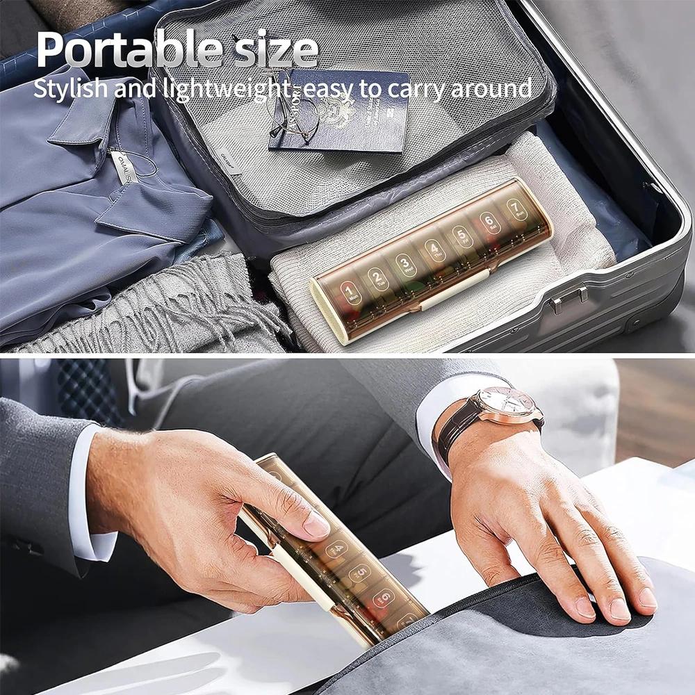 1 ks Vlhkotěsný týdenní organizér na pilulky Bez BPA Cestovní 7denní krabička na pilulky Pouzdro na cestování pro vitamíny Doplňky Léky