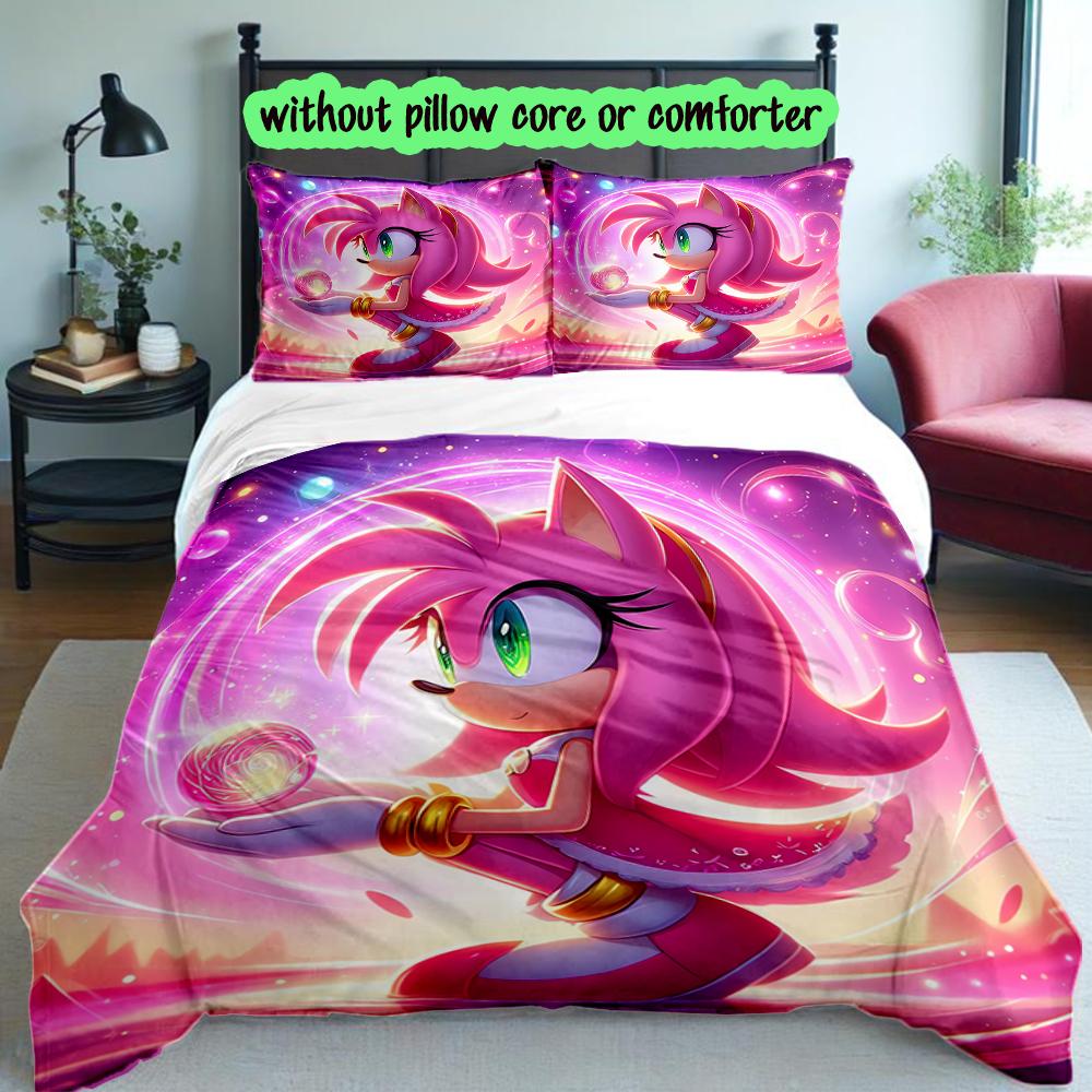 3pcs Sonic Bedding Set for All Season Use, Cozy Printed Bedclothes Suitable For Bedroom Ideal Birthday Gift for Family
