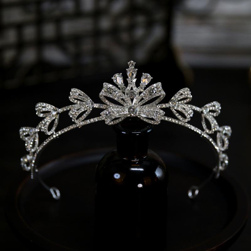 Korean New Style Exquisite and Compact Bow Bride Wedding Crown Headdress Crown Tiara Hair Accessories