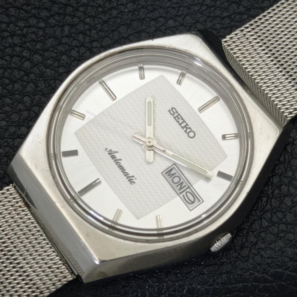 JAPAN VINTAGE SEIKO AUTOMATIC 6309A MENS SILVER COLOR DIAL WATCH A500837-5 R154-a500837