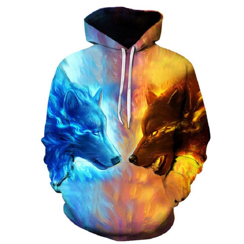 3D Printed BF Fox Wolf Head Hoodie Starry Sky Tiger Marvel Alliance Couple Sportwear