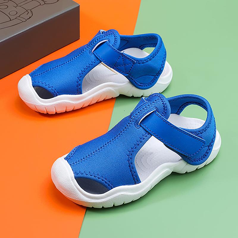 Summer Baby Girls Sandals Outdoor Walking Shoes Breathable Non-slip Soft Sole Walking Shoes for Kids Boys 22 синий