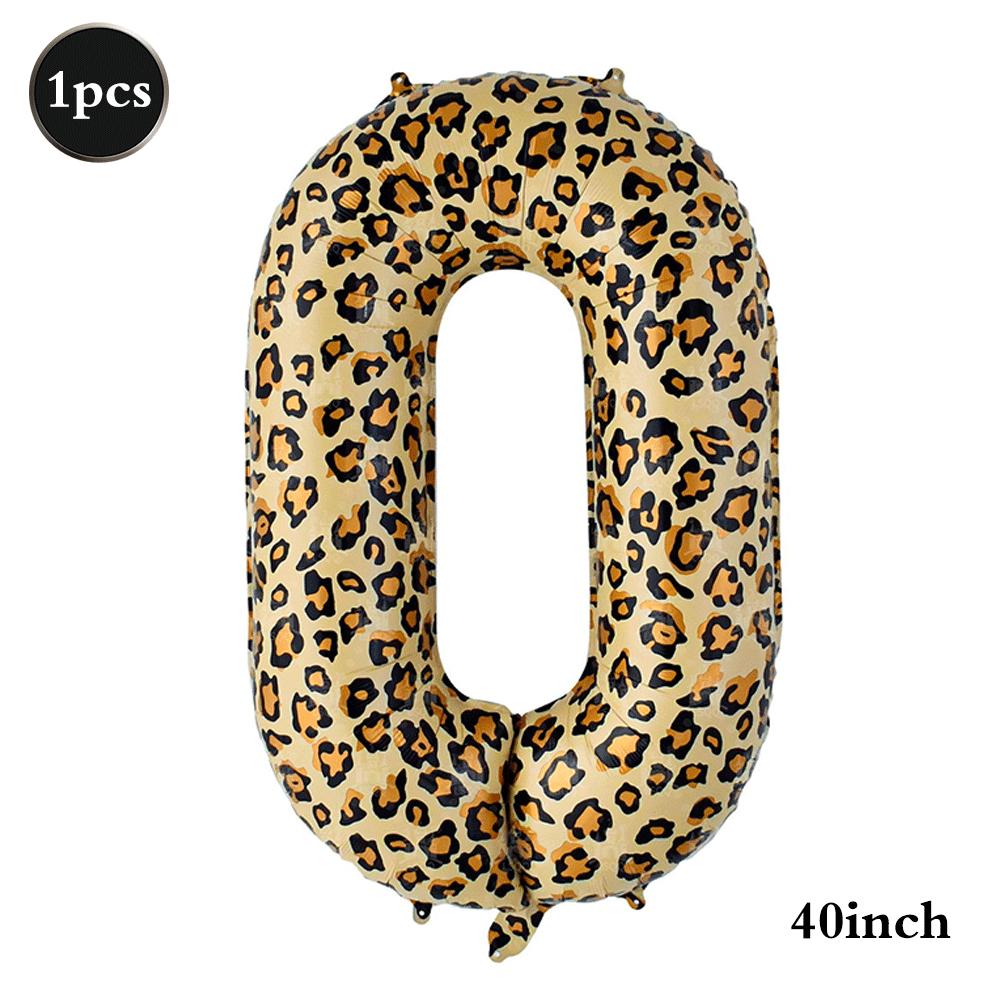 Leopard Print Number Foil Balloons 0-9 Jungle Safari Animal Theme Kids Birthday Party Decorations Baby Shower Helium Toys Globos