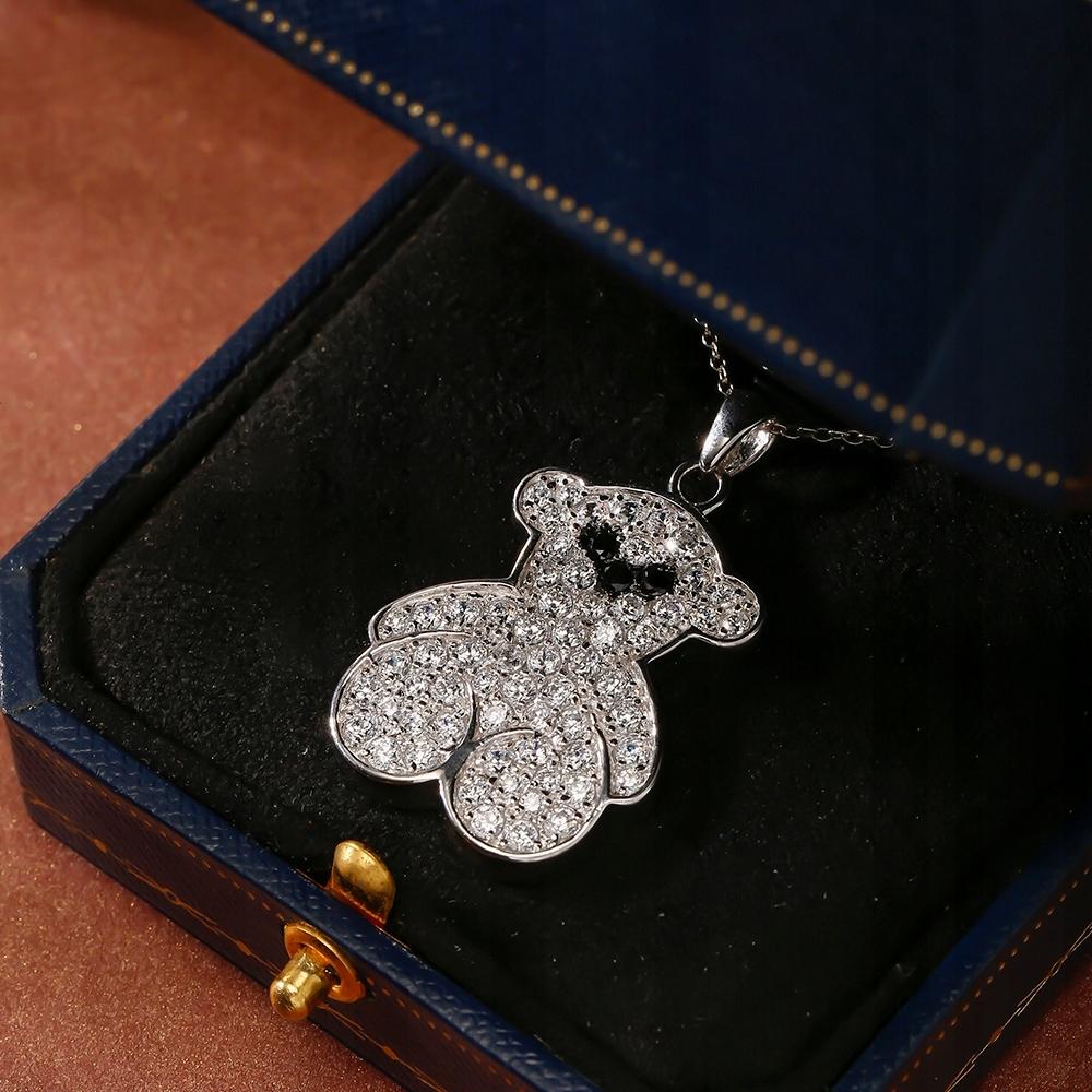 Teddy Bear Necklace Pendant S925 Zircons