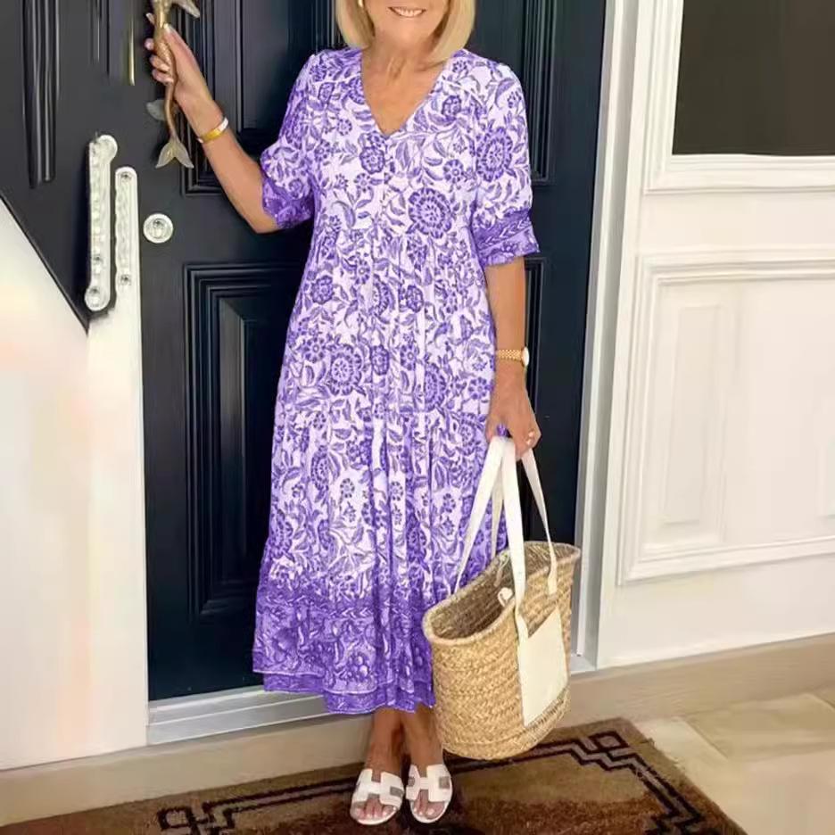New Women'S Clothing Daily Temperament Elegant Casual Pure Desire Sexy Printed Jumpsuit Long Skirt Light Dress High-End Party Dress