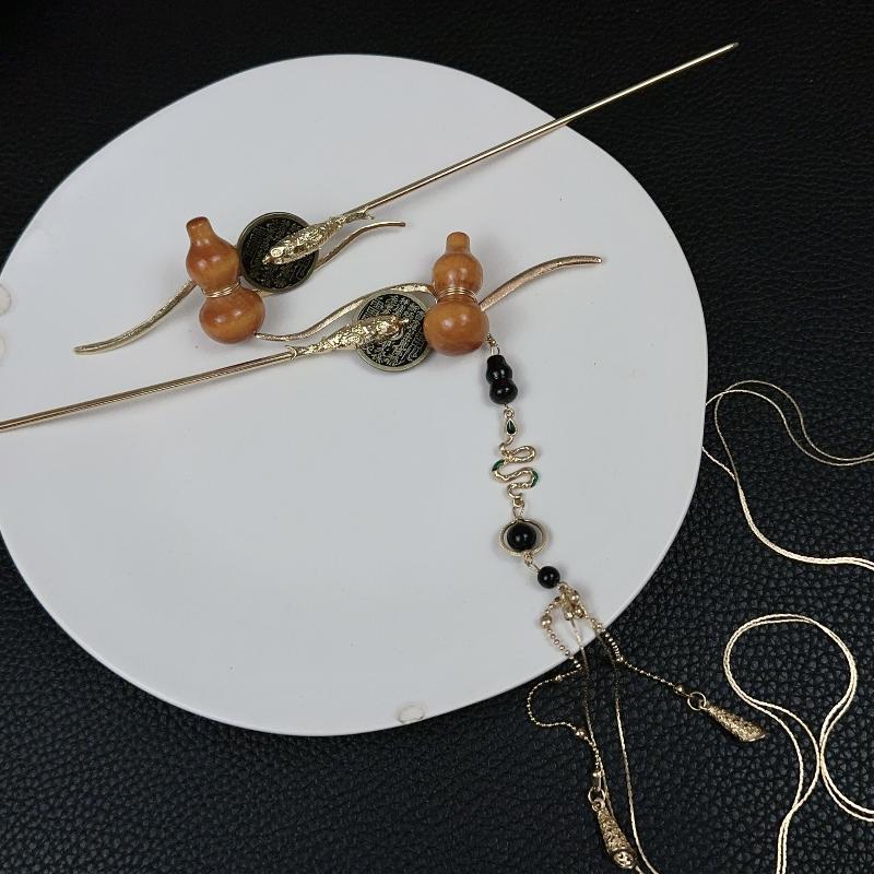 Chinese Style Gourd Tassel Hair Stick For Women Elegant Metal Chopsticks Hanfu Hairpin Ancient Style Hair Accessories