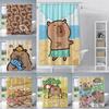 Duschvorhang Wasserdichtes Polyestergewebe Farbe Bunte Badevorhänge Kawaii Capybaras Heim Badezimmer Dekor Mit Haken