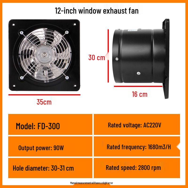 Powerful Silent Kitchen Window Exhaust Fan – Metal Square Oil & Smoke Extractor