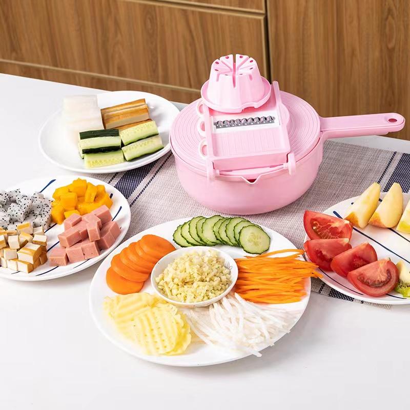 13-piece Kitchen Vegetable Cutter Dicer Shredded Sliced Fruit Divider Upgrade Storage Box for Salad Potato Tomato