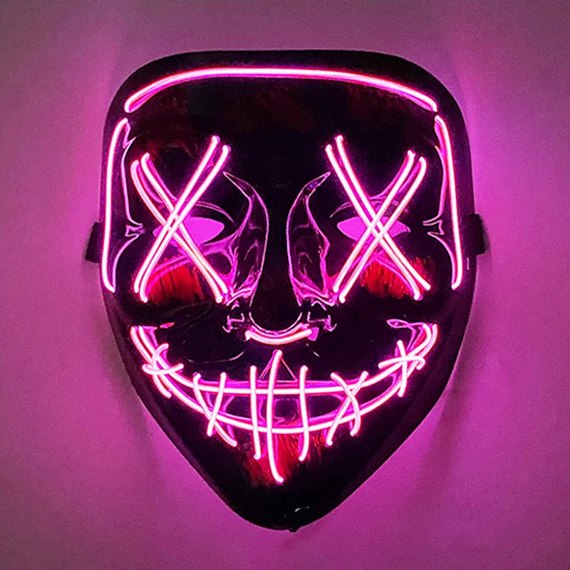 Wireless Scary Glowing Mask LED Luminous Purge Mask Halloween Carnival Light Up Cosplay Party Mask Festival Costume Supplies