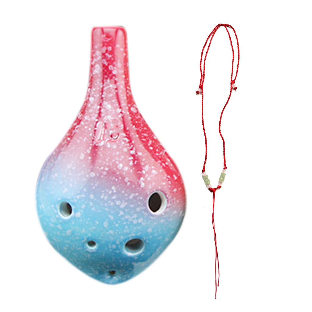 6 Löcher Keramik Ocarina Alto C Einfaches Musikinstrument im Sternenstil mit Lanyard Musikpartitur für