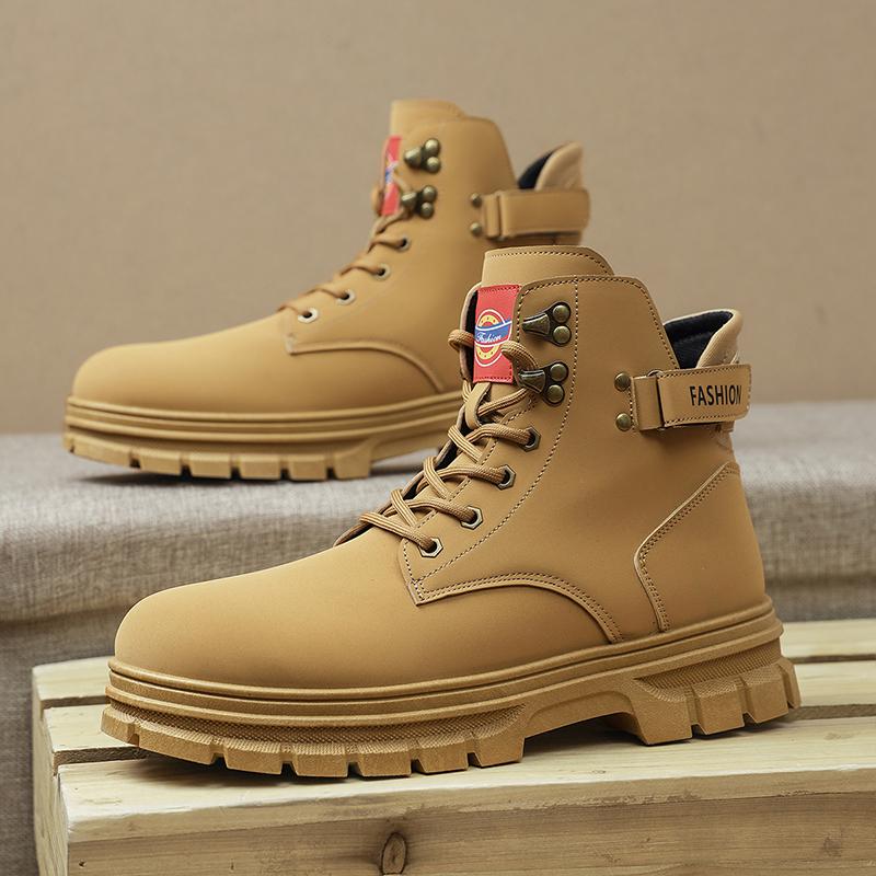 New Fashion Autumn And Winter Men's High Top Martin Boots Students Male Boys Trending Soft Sole Work Shoes Labor Protection Martin Sneakers