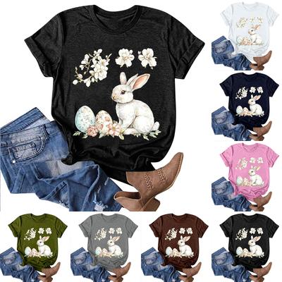 Women's Fashion Casual Printed Round Neck Pullover Short Sleeve T-Shirt Top