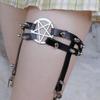 Punk PU Leg Garter Thigh Belt For Women Girl With Metal Rivet Studded And Star Design Cosplay Party Accessories