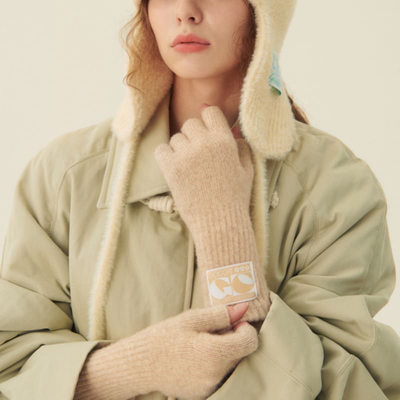 GOCORI FINGERLESS LONG GLOVES - BEIGE