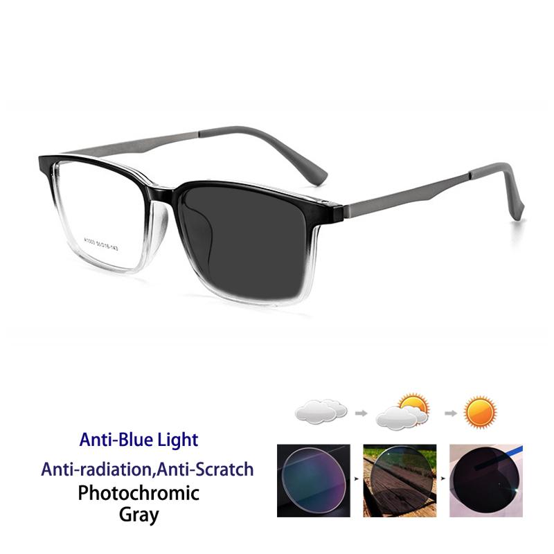 Ultralight Pure Titanium Photochromic Anti Blue Light Reading Glasses for Men Radiation  Protection Computer Presbyopia Glasses