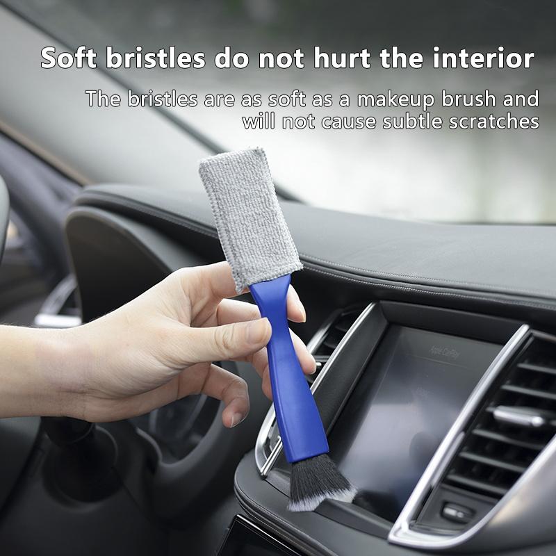Car air conditioning outlet gap brush Nylon silk soft hair car interior detail double head dust removal cleaning brush