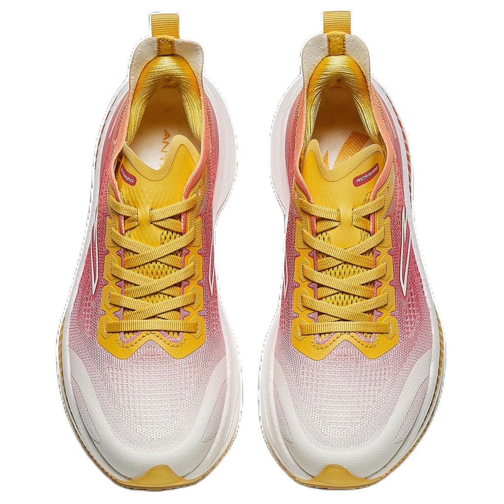 Anta Marathon Cushioning Breathable Low-Top Training Running Shoes Women Sneaker Red White Yellow 922425588-9