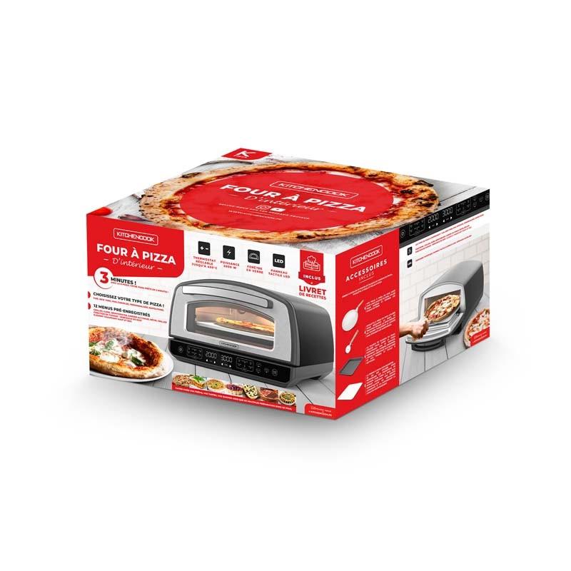 Kitchencook - Four à Pizza - 2000w - Jusqu'à 450°c - 12 Programmes - Plaque De Cuisson En émail, Pelle Et Coupe Pizza En Inox