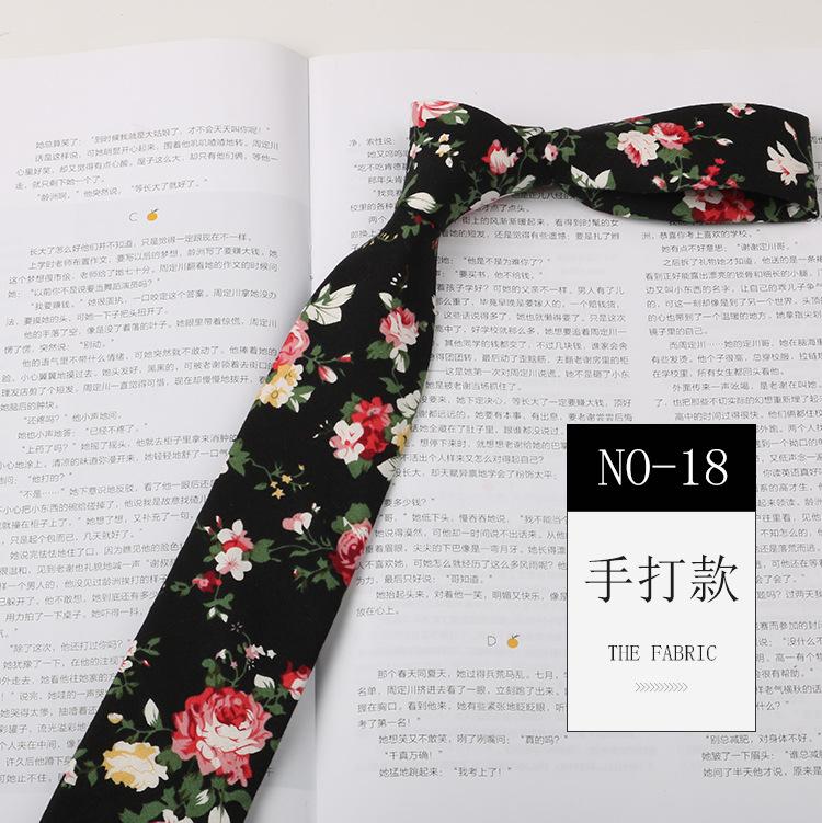 Floral Tie Men'S Patterned Cotton Shirt Macaron Printed Narrow Edition 6Cm Hand Tie Korean Casual Women'S Tie