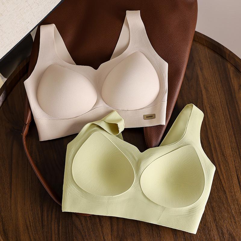 New Simple Vest Type Non-magnetic Sports Underwear Women's Wide Shoulder Straps No Steel Ring Thin Cup Gathering Bra