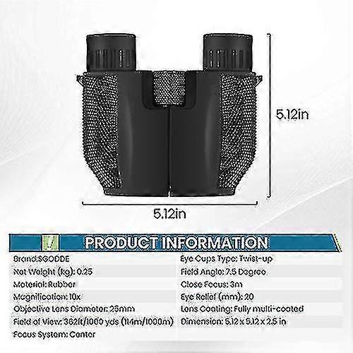 Binoculars Compatible With Adults Kids10x25 Folding Compact Binoculars With Weak Light Night Vision Clear Compatible With Birds Watching Hunting Trav