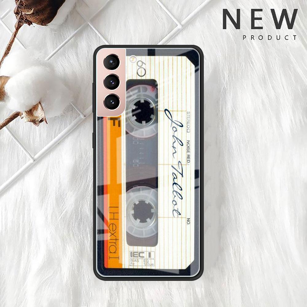 Magnetic Radio Tape Cassette Glass Case For Samsung Galaxy S22 S20 FE S21 Plus Phone Cover S10 5G S9 Note 20 Ultra 10 Lite Shell