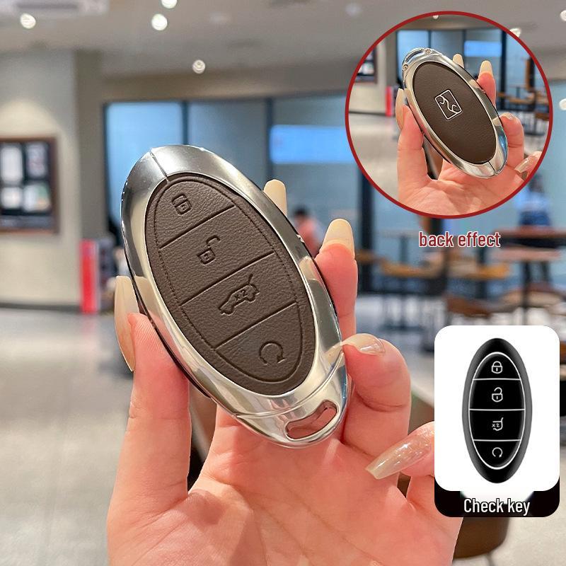 2025 BYD Yangwang U8/U7/U9 Key Case: Metal & Leather Car Remote Protection Shell