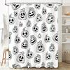 Black White Pumpkin Print Shower Curtain Halloween Decor for Bathroom 72x78 Inches (White)