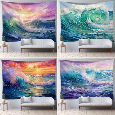 Paysage marin plage vagues tapisserie paysage tenture murale plage tapisserie Polyester tissu pour nappe couverture décor