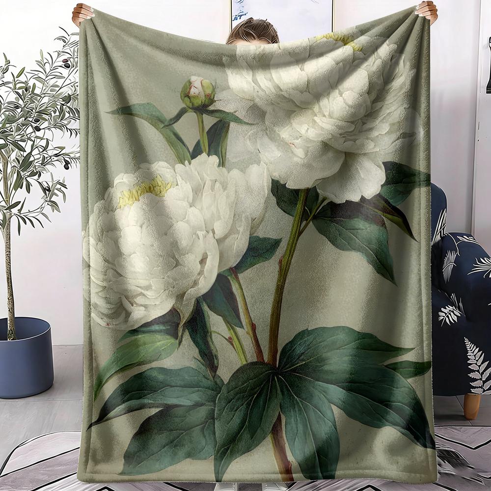 Peony Throw Soft Flannel AC Blanket Lightweight Summer Nap Throw Cozy Blanket for Sofa Bed Travel Home