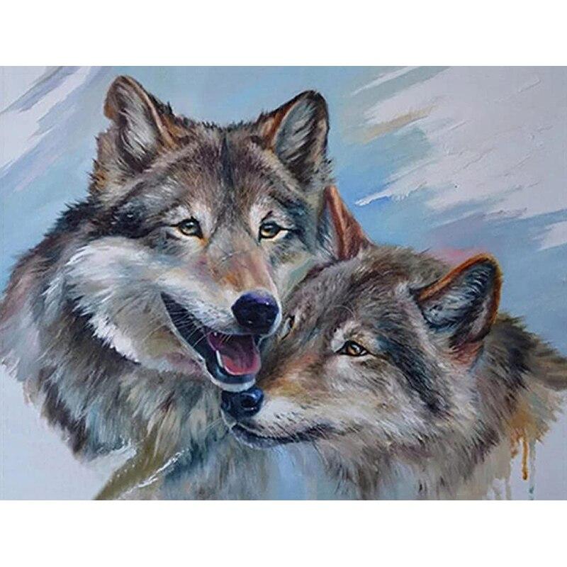 New 5D DIY Diamond Painting Snow Wolf Diamond Embroidery Animal Cross Stitch Full Round Drill Crafts Home Decor Art Gift