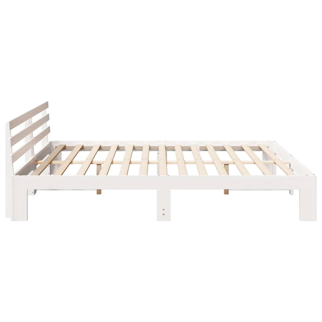 Bed Frame with Headboard White 180 x 200 cm Solid Pine Wood