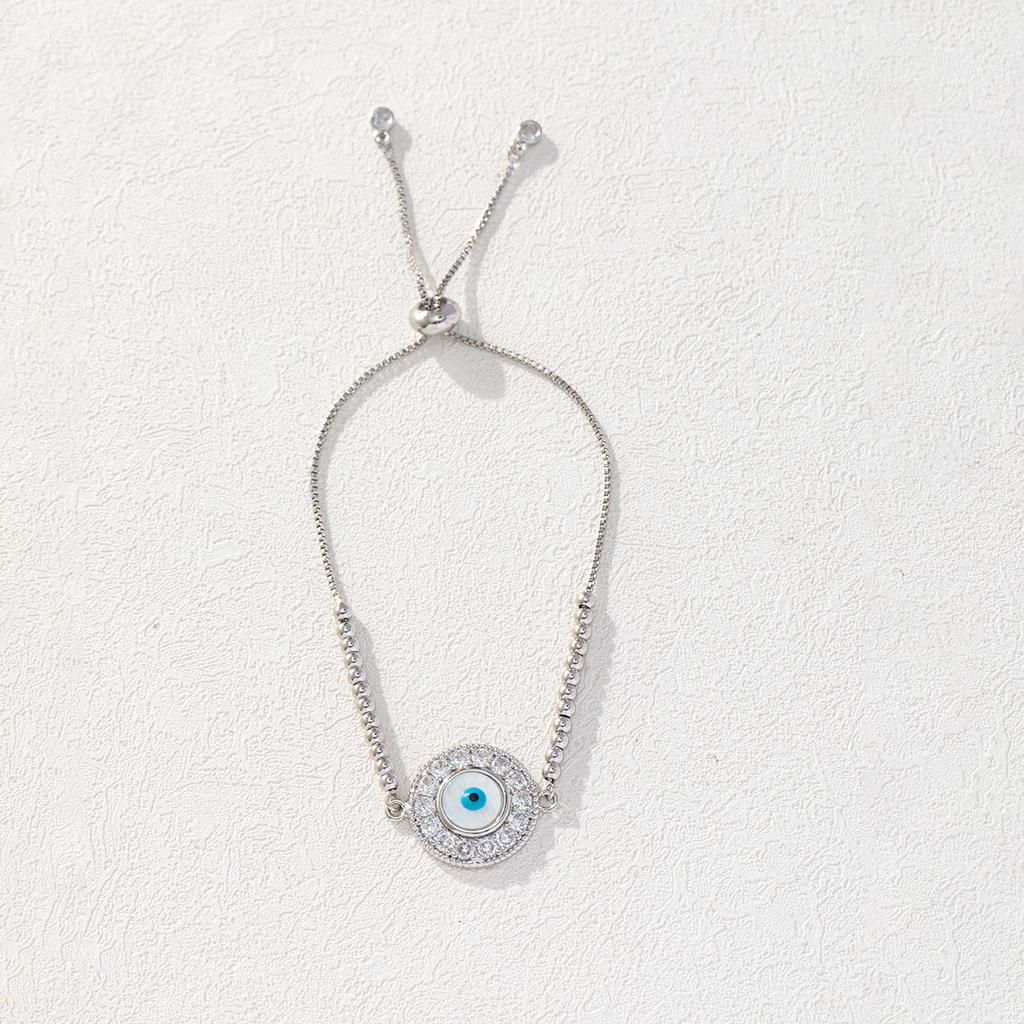 Fashion Drip Enamel Evil Eye Bracelet Versatile Zircon Blue Eye Charm Women's Popular Jewelry Accessory