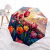 1PC Tulips Sunset Automatic Folding Umbrella, Portable & Foldable Design with 8 Ribs, 32