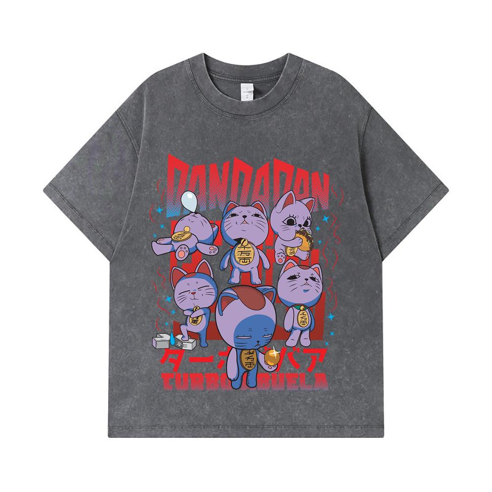 275 GSM Washed T-shirts 100% Cotton Dandadan V30 Turbo Granny Print Unisex Heavy Cotton T Shirt