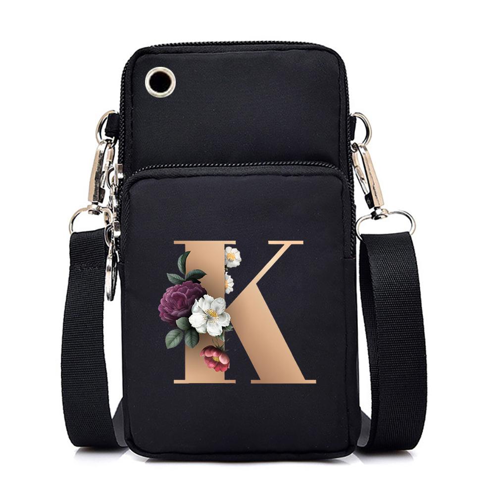 26 letter printed change bag, mobile phone bag to map, light to carry multi-function messenger bag