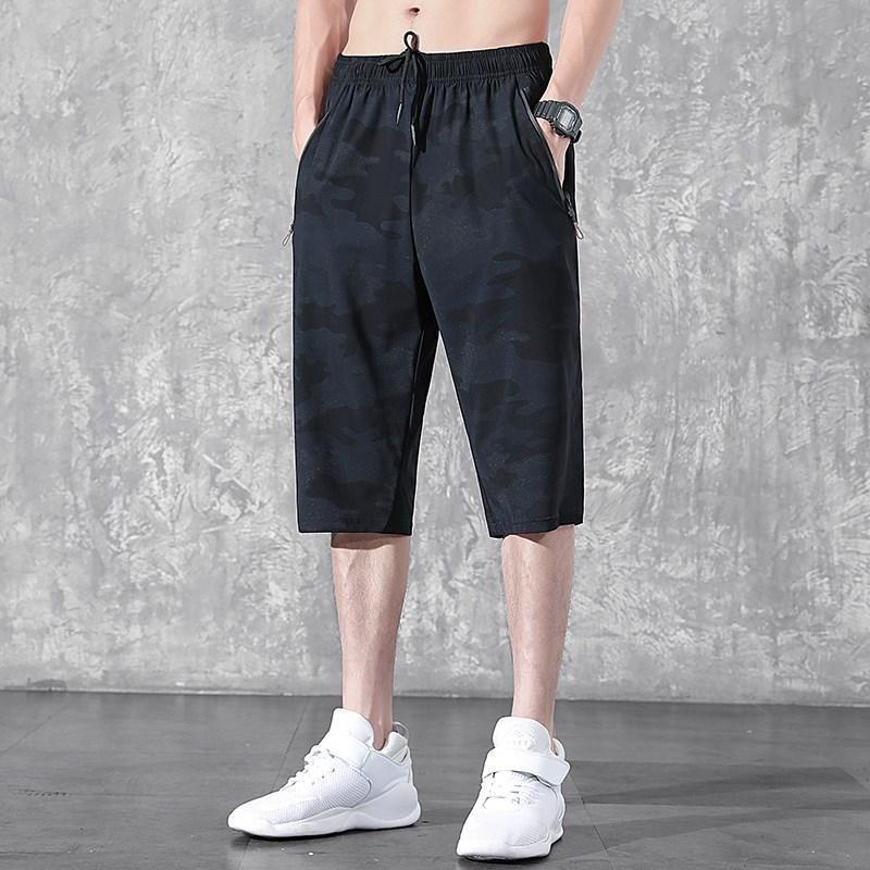 

Мужские летние укороченные спортивные шорты свободного кроя Ice Silk 7-Point, большие размеры. 5XL (180-195 lbs) синий/камуфляжный