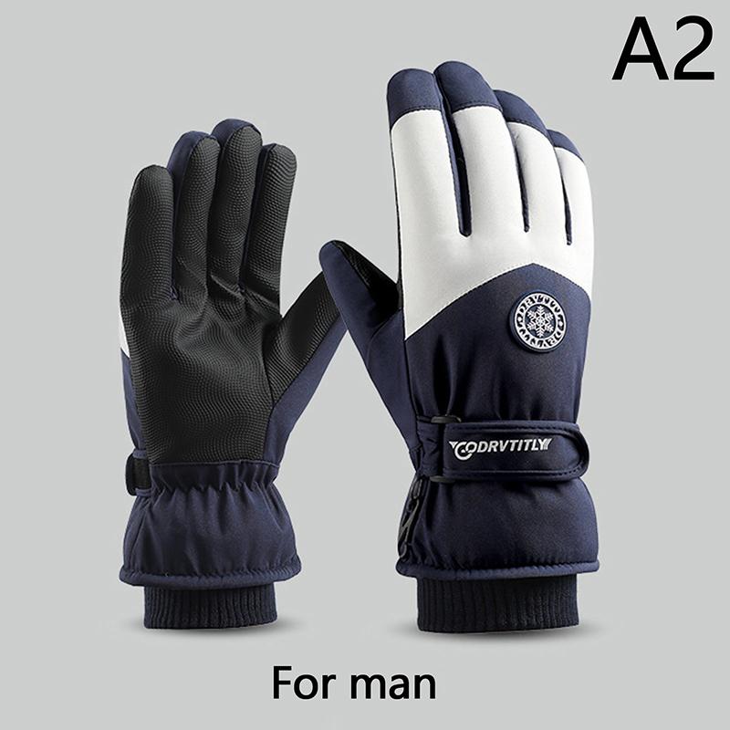 Winter Outdoor Snowboard Ski Riding Gloves Leather Non-Slip Touch Screen Waterproof Motorcycle Cycling Fleece Warm Riding Gloves